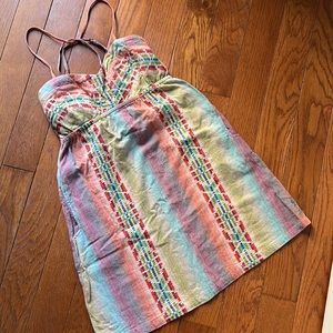 Billabong rainbow colored embroidered spaghetti strap dress size Medium